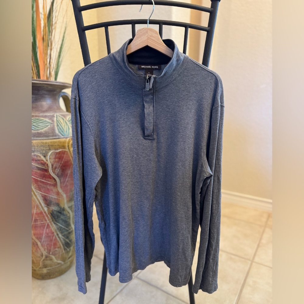 MICHAEL KORS Gray 1/2 Zip Pullover Sweater. Men's Size L